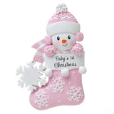 Snowbaby in Stocking - Pink Ornament - Personalized by Santa - Canada