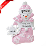 Snowbaby in Stocking - Pink Ornament - Personalized by Santa - Canada