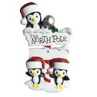 North Pole Penguin family of 3 Ornament - Personalized by Santa - Canada