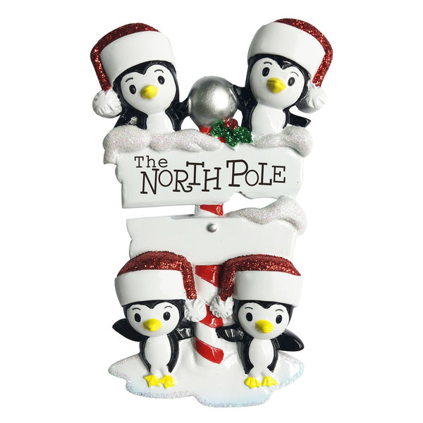 North Pole Penguin family of 4 Ornament - Personalized by Santa - Canada