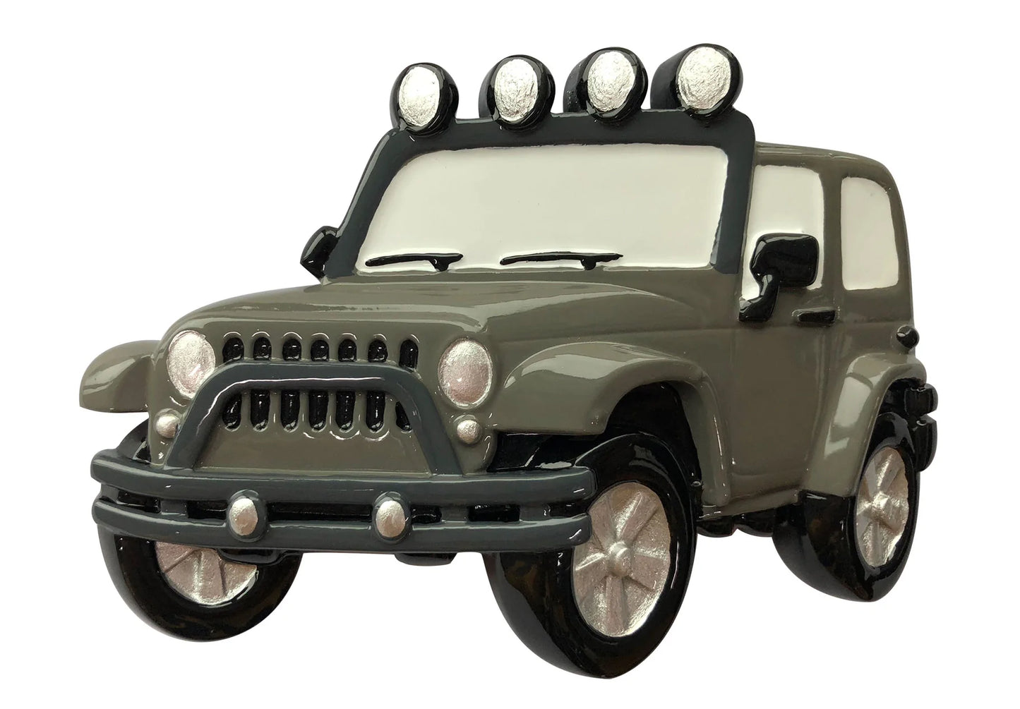 Jeep 4X4 Personalized Christmas Ornament Grey
