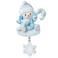 Snowbaby with Candy Cane - Blue Ornament - Personalized by Santa - Canada