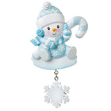 Snowbaby with Candy Cane - Blue Ornament - Personalized by Santa - Canada