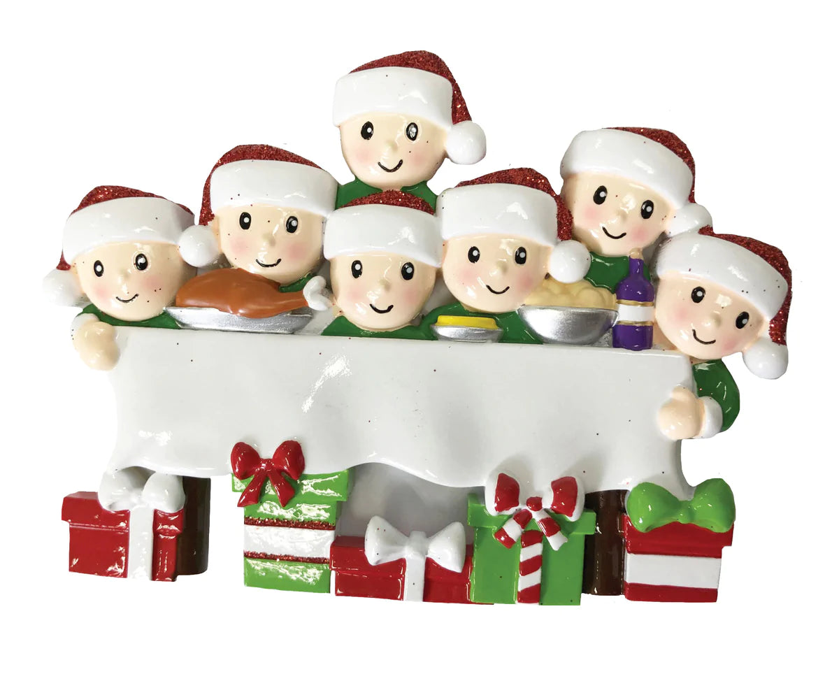 Dinner Table Family of 7 Personalized Christmas Ornament