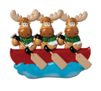 Canoe Moose Family of 3 Ornament - Personalized by Santa - Canada