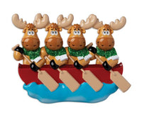 Canoe Moose Family of 4 Ornament - Personalized by Santa - Canada