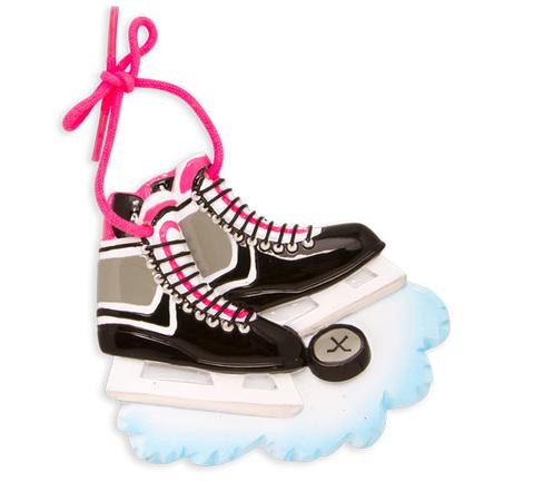 Pink Hockey Skates Ornament - Personalized by Santa - Canada