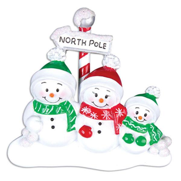 North Pole Family of 3 Ornament - Personalized by Santa - Canada
