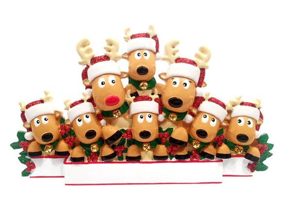 Reindeer Family of 8- Table Topper Stand Decoration - Personalized by Santa - Canada