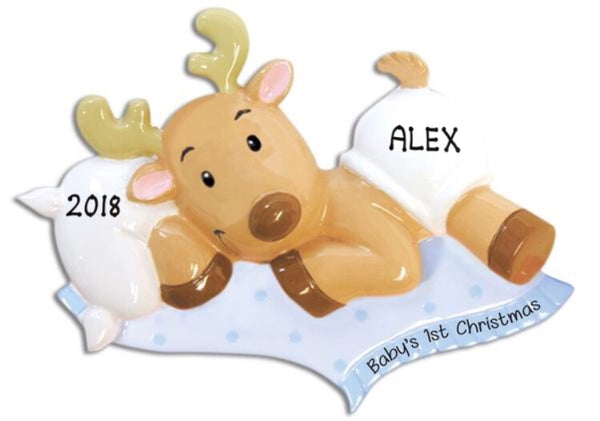 Baby Reindeer Boy Ornament - Personalized by Santa - Canada
