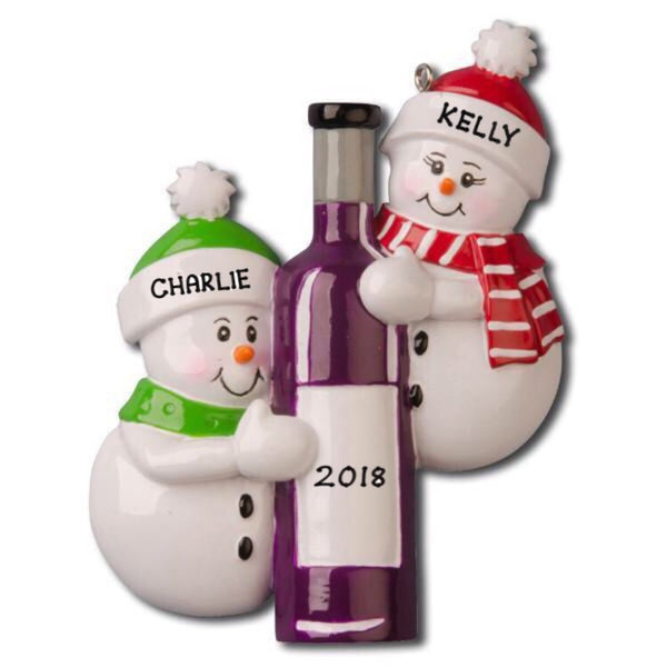 Wine Bottle Couple Ornament - Personalized by Santa - Canada