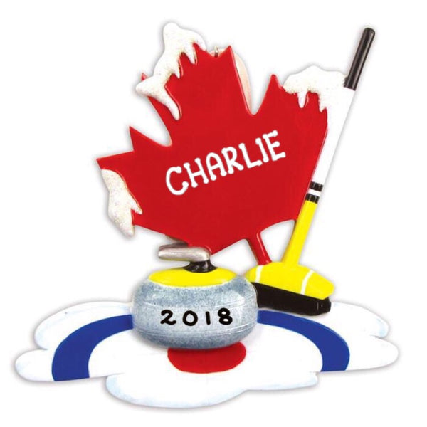 Canadian Curling Ornament - Personalized by Santa - Canada