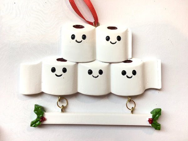 Covid Toilet Paper Family of 5 Ornament - Personalized by Santa - Canada