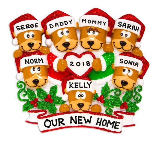 Brown Bear Family of 7 Ornament - Personalized by Santa - Canada