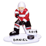 Hockey Player Red Ornament - Personalized by Santa - Canada