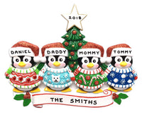 Christmas Sweater Penguin Family of 4 Ornament - Personalized by Santa - Canada