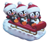 Penguin Family of 3 on Sleigh Ornament - Personalized by Santa - Canada