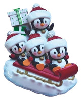 Penguin Family of 4 on Sleigh Ornament - Personalized by Santa - Canada