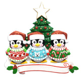 Christmas Sweater Penguin Family of 3 Ornament - Personalized by Santa - Canada